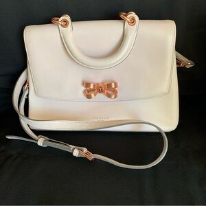 Ted Baker Pink Lauree Looped Bow Leather Crossbody Satchel – Rose Gold Hardware